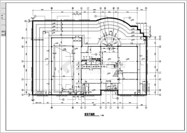 某1979㎡地上二层框架结构别墅建筑施工CAD图图纸-图一