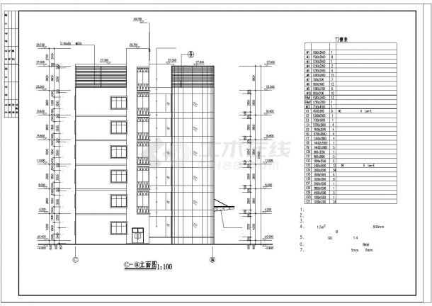 办公楼设计_某4340㎡地上六层框架结构办公楼建筑施工CAD图图纸-图一