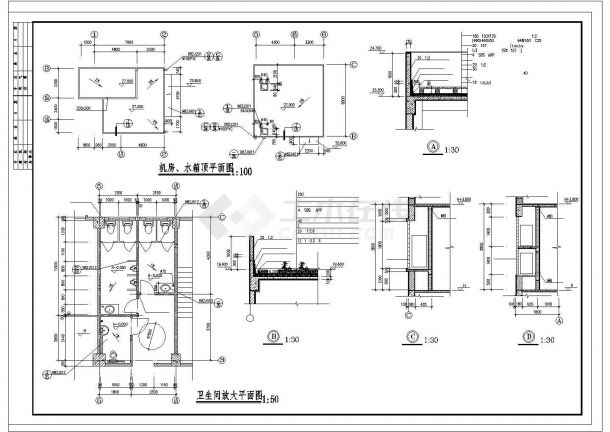 办公楼设计_某4340㎡地上六层框架结构办公楼建筑施工CAD图图纸-图二