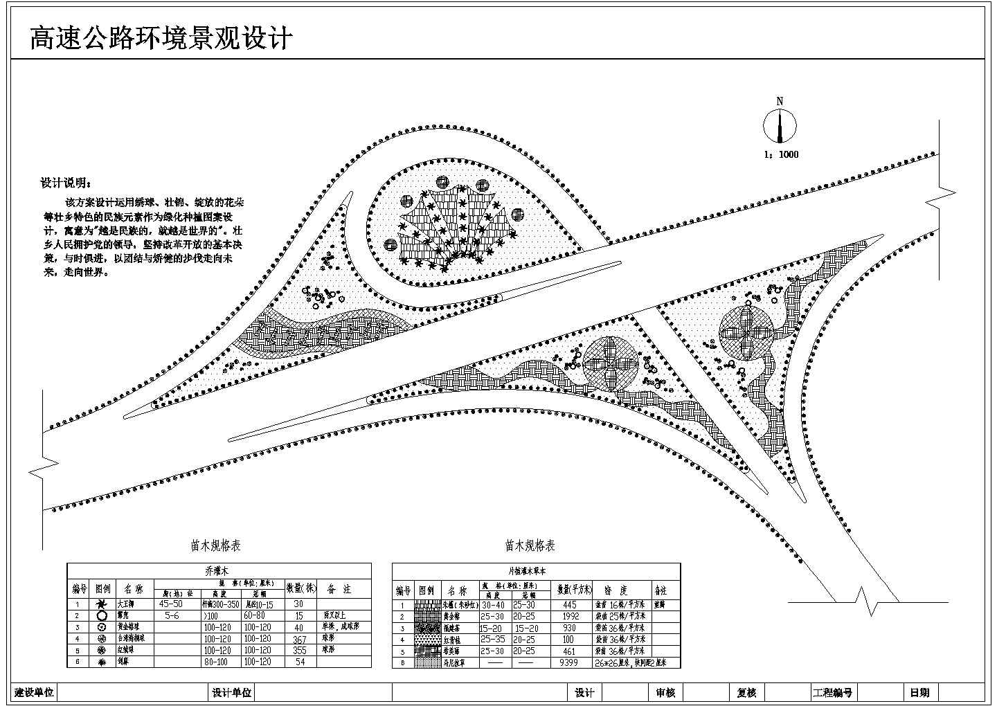城市道路绿化规划CAD平面方案图-高速公路环境景观设计