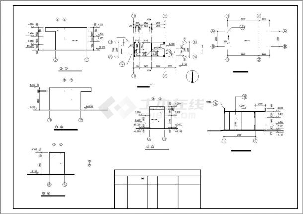 重庆某市政单位20平米单层砖混结构门卫室建筑设计CAD图纸（3套方案）-图一
