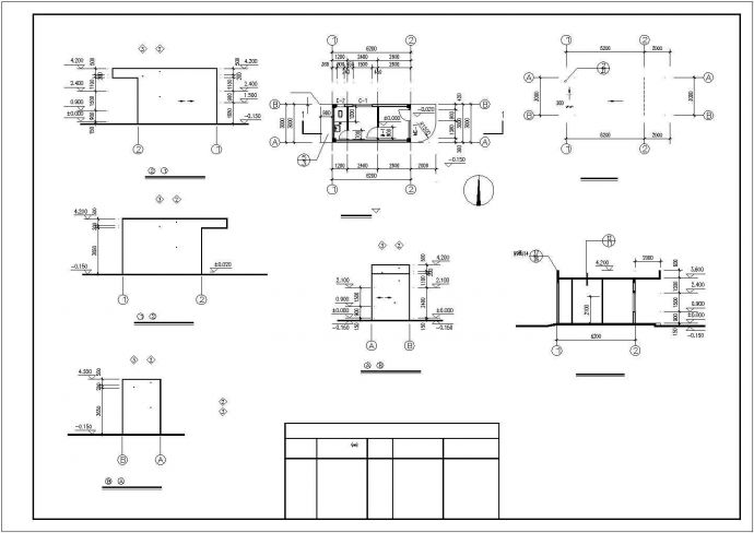 重庆某市政单位20平米单层砖混结构门卫室建筑设计CAD图纸（3套方案）_图1