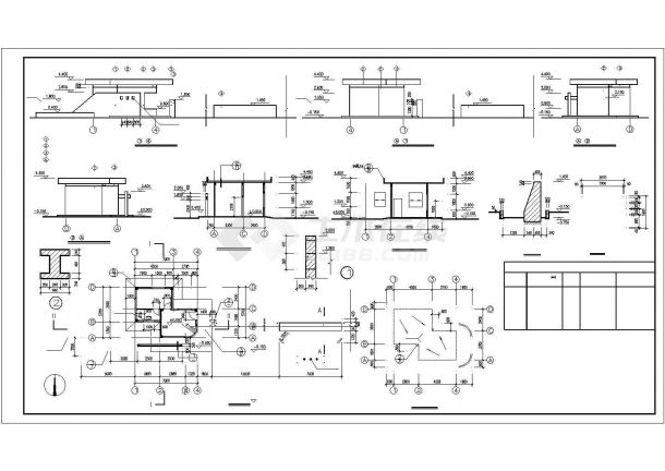 重庆某市政单位20平米单层砖混结构门卫室建筑设计CAD图纸（3套方案）-图二