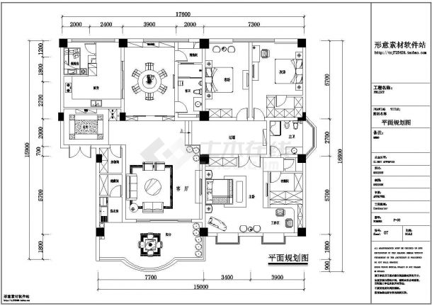 某中式住宅四居室装修设计CAD施工图纸-图二