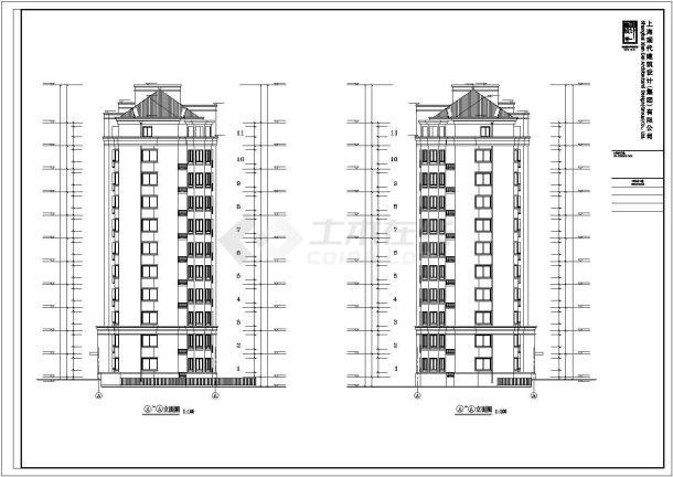 6600平米11层框混结构住宅楼平立剖面设计CAD图纸（含地下室层）-图二