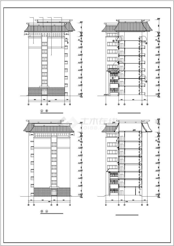 某7层一万多平钢混结构教学楼设计图-图一