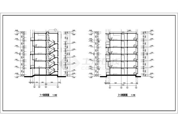 南京某小区2650平米6层砖混结构住宅楼全套建筑设计CAD图纸-图二
