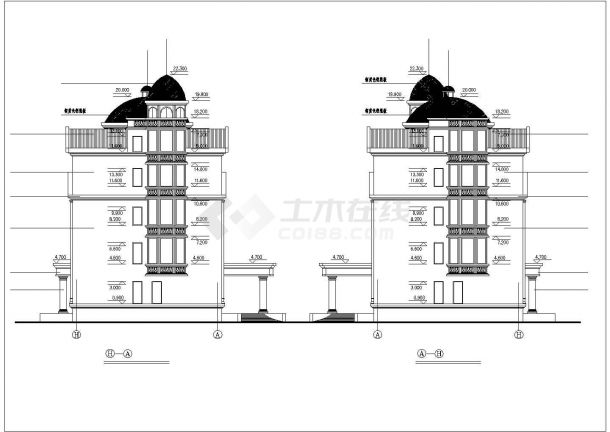 世财滨江文园联体别墅建筑CAD设计施工图-图二