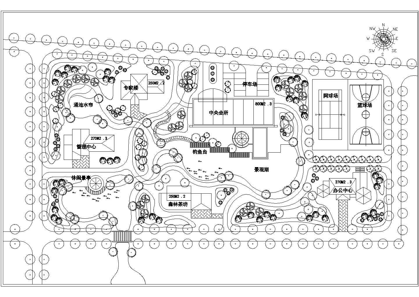 公园广场绿化CAD图纸-休闲中心景观规划