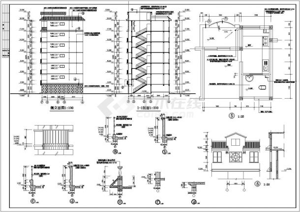 3000平米6层砖混结构民居住宅楼砌体建筑设计CAD图纸（含车库层）-图一