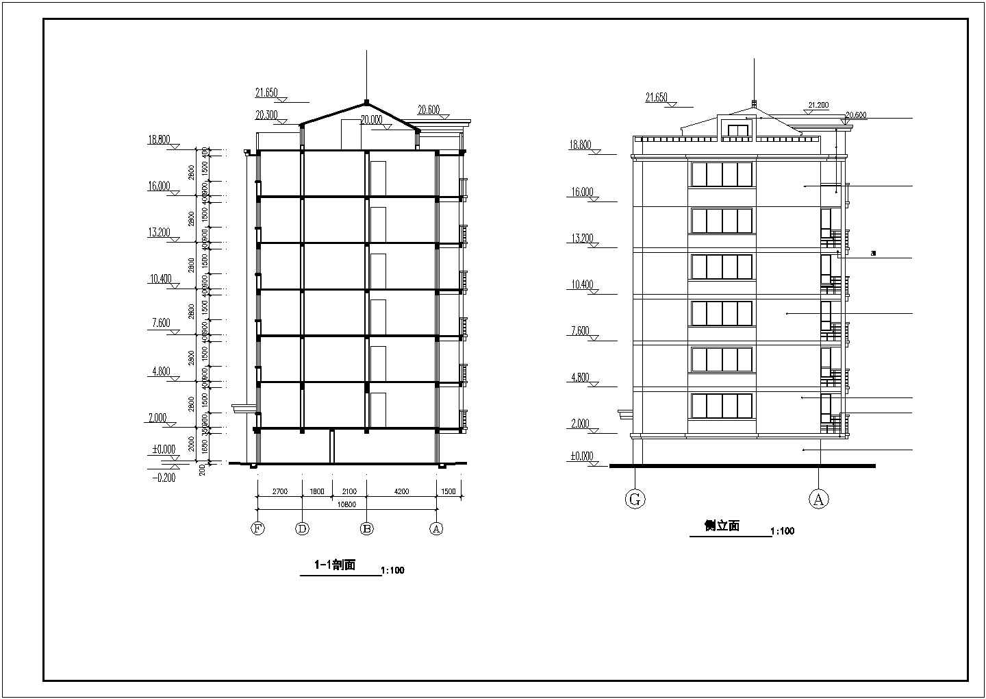 宜兴市某小区2800平米六层砖混结构住宅楼全套建筑设计CAD图纸