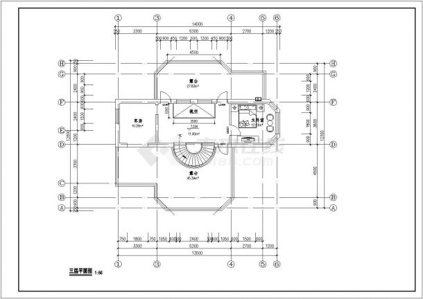 某市三层别墅建筑CAD设计图-图一