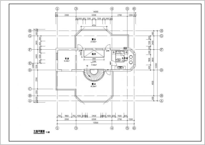 某市三层别墅建筑CAD设计图_图1