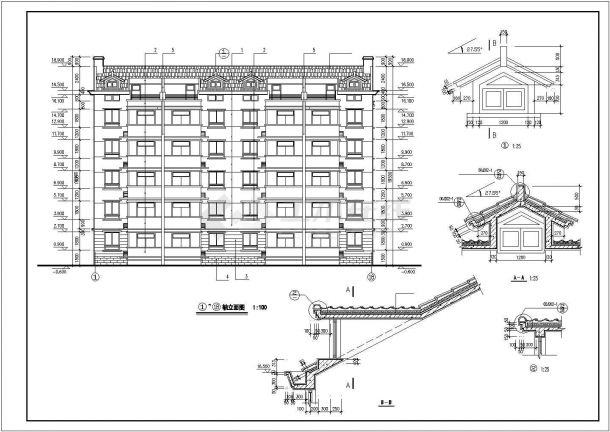 2700平米左右5层砖混结构住宅楼全套建筑设计CAD图纸（含跃层）-图二