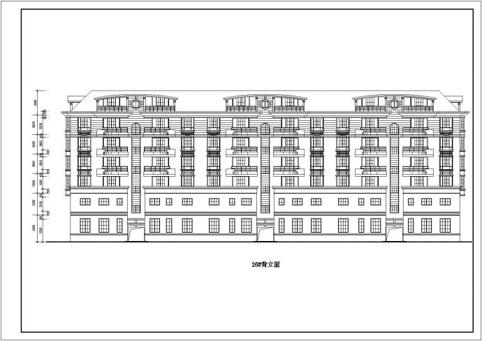 3800平米6层框混结构商住楼平立剖面设计CAD图纸（1-2层商用/含阁楼）_图1