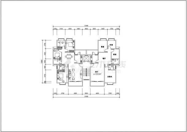 80-140平米经典热门的二三房平面户型设计CAD图纸（共45张）-图二