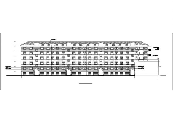 4300平米五层框混结构住宅楼建筑设计CAD图纸（含车库和阁楼层）-图二