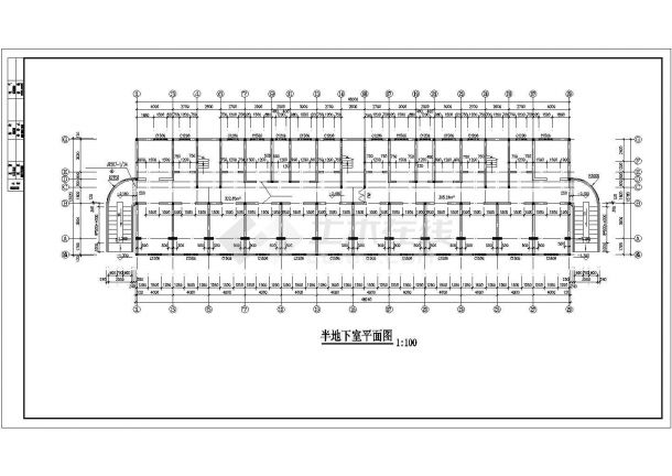 3800平米6+1层砖混结构民居住宅楼建筑设计CAD图纸（含半地下室）-图一