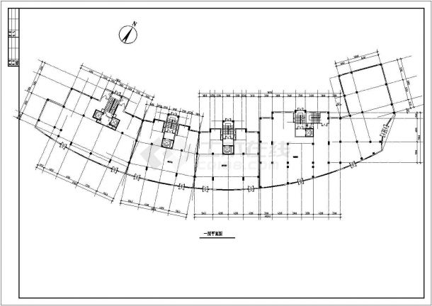 某小区1.7万平米23层框架结构商住楼平立剖面设计CAD图纸（1-2层商用）-图一
