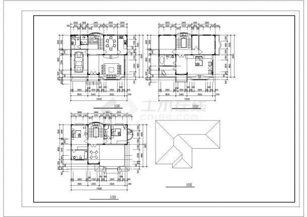 别墅方案建筑施工框架基础详图带效果图-图一