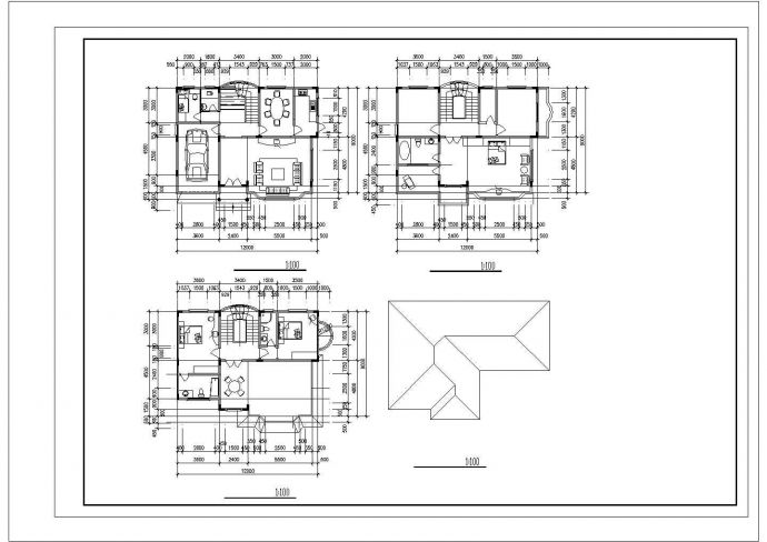 别墅方案建筑施工框架基础详图带效果图_图1