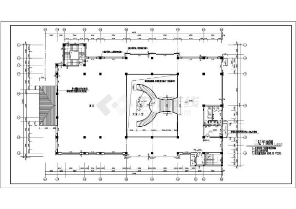 2100平米2层框混结构娱乐会所平面设计CAD图纸（含车库层）-图一