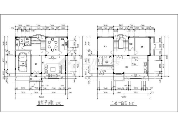 某三层砖混结构独栋别墅设计cad全套建筑施工图（ 含设计说明，带效果图）-图一