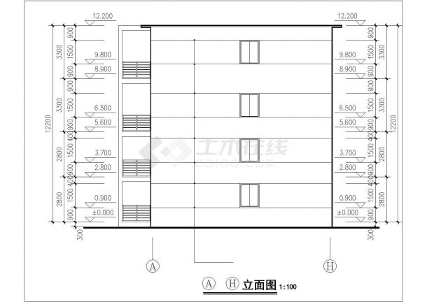 济南市某850平米4层砖混结构住宅楼全套建筑设计CAD图纸-图一