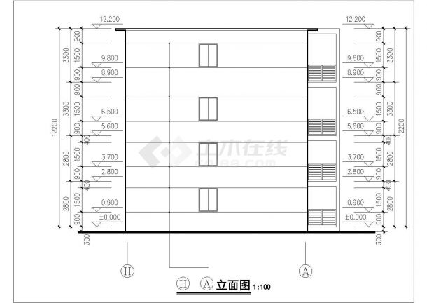 济南市某850平米4层砖混结构住宅楼全套建筑设计CAD图纸-图二