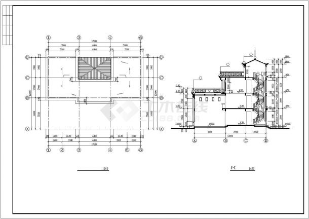某市区大型别墅建筑设计CAD施工图纸-图二