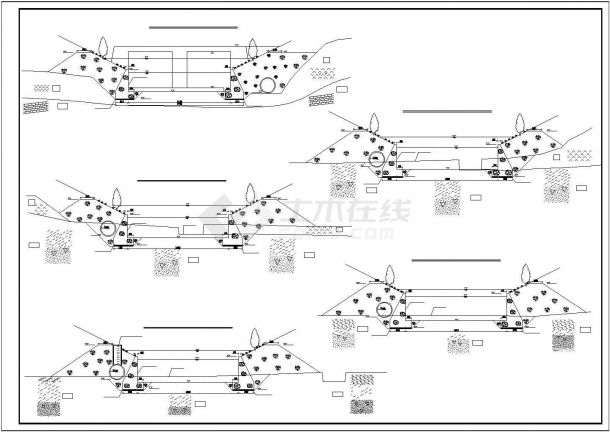 大连市三坝河河道治理工程全套设计CAD图纸-图一
