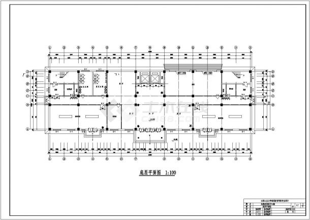 办公楼设计_某地六层五千五平米混凝土框架结构商务中心设计CAD图-图二