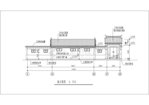 天津市现代化村镇590平米单层砖混结构四合院建筑设计CAD图纸-图一