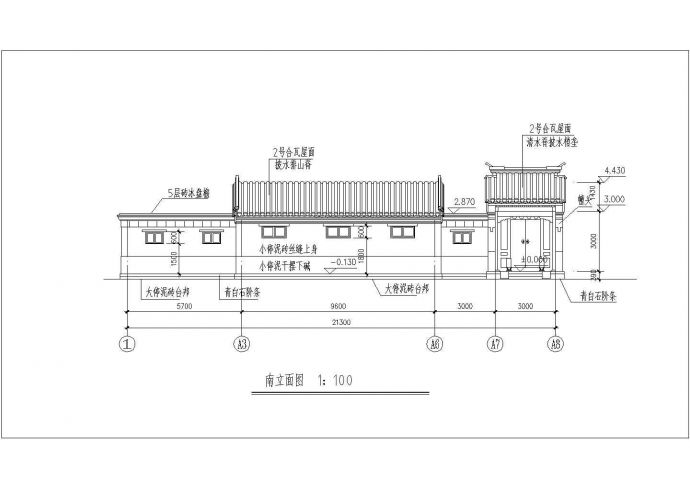 天津市现代化村镇590平米单层砖混结构四合院建筑设计CAD图纸_图1