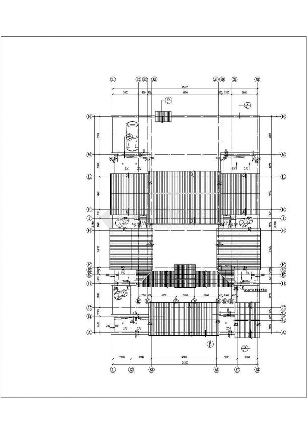 天津市现代化村镇590平米单层砖混结构四合院建筑设计CAD图纸-图二