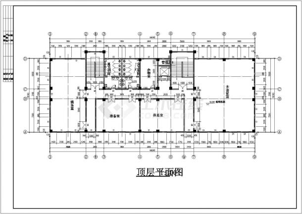 办公楼设计_某地6层四千四平米办公楼全套设计CAD图-图二