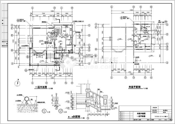 某三层带夹层框架结构新型别墅设计cad全套建施图纸（带效果图）-图一