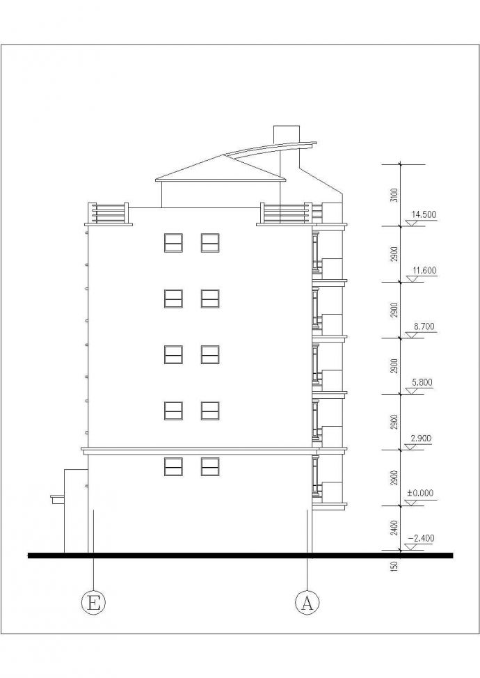 3100平米五层框架结构住宅楼全套建筑设计CAD图纸（含车库层）_图1