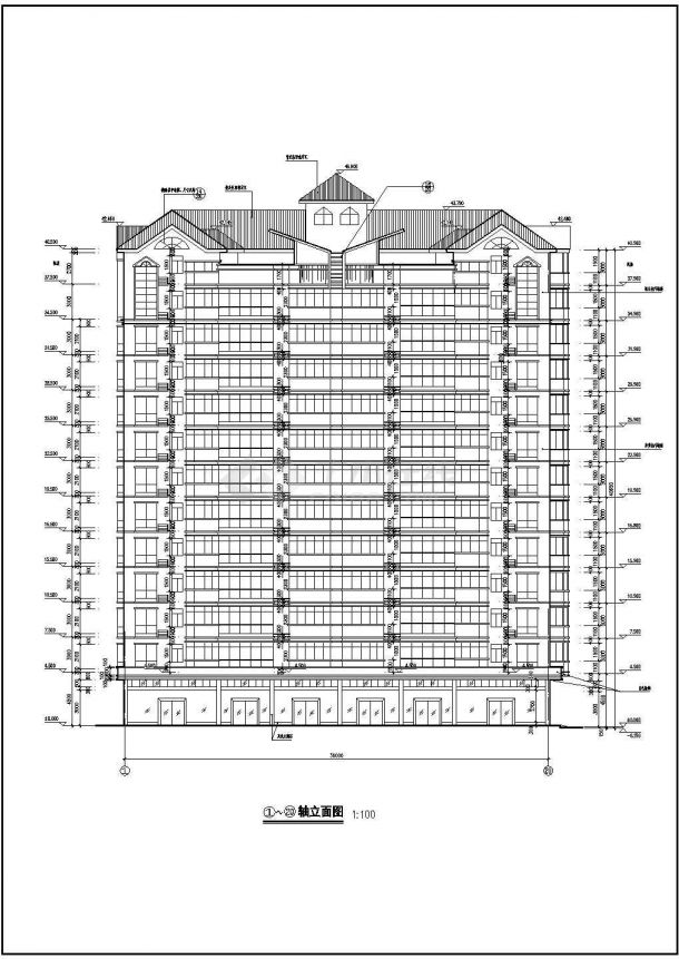 1.1万平米12层框架结构住宅楼建筑设计CAD图纸（含地下层和跃层）-图一