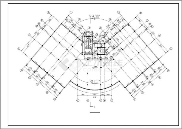 某小区临街3700平米7层框混结构商住楼建筑设计CAD图纸（1-3层商用）-图一