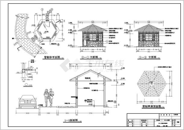 某中式经典古亭建筑详细设计施工方案CAD图纸-图一