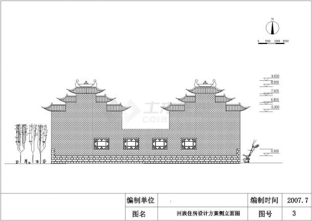 某中式仿古桂林回族民居建筑详细设计施工方案CAD图纸-图二