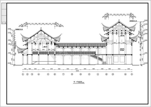 某中式古典祠堂戏台建筑详细设计施工方案CAD图纸-图一