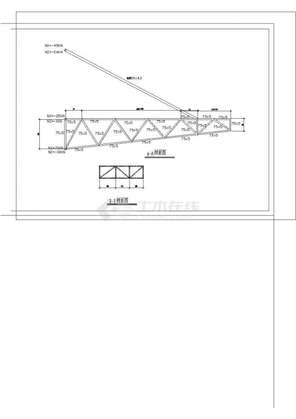 雨蓬钢结构设计施工全套CAD图-图二