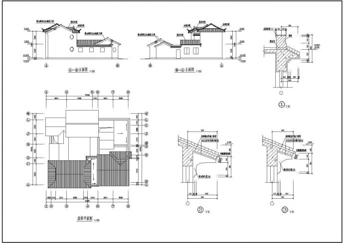 某中式经典三套别墅建筑详细设计施工方案CAD图纸_图1
