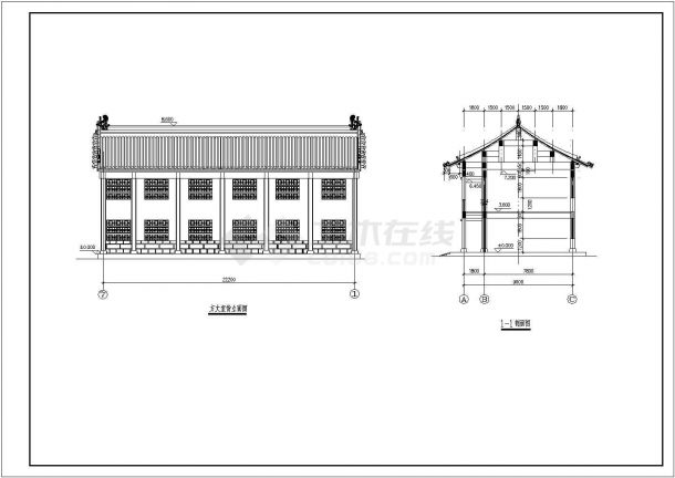 某中式寺庙方丈室建筑详细设计施工方案CAD图纸-图二