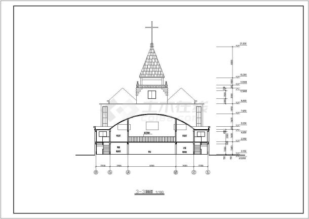 某基督教会全套建筑详细设计施工方案CAD图纸-图一