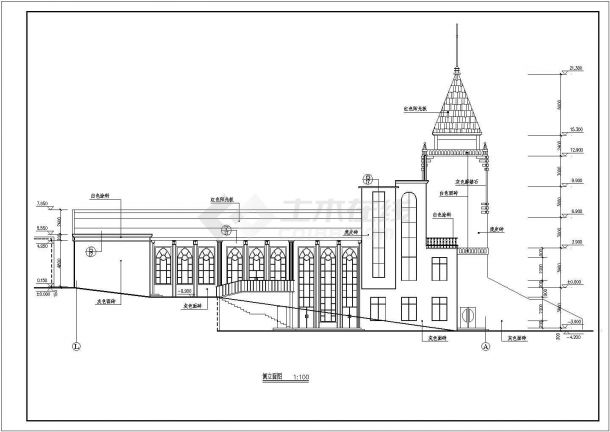 某基督教会全套建筑详细设计施工方案CAD图纸-图二