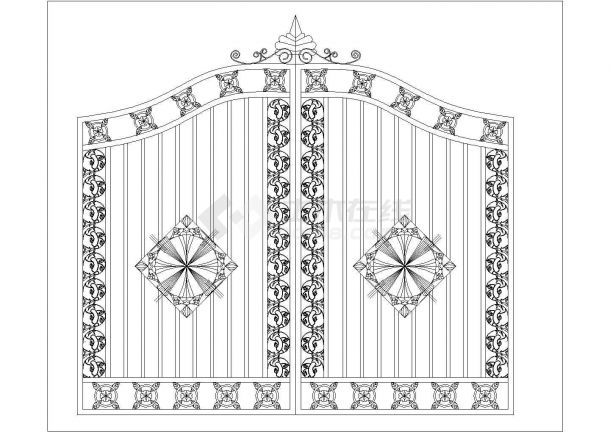 某中式古典大门建筑全套详细设计施工方案CAD图纸-图二