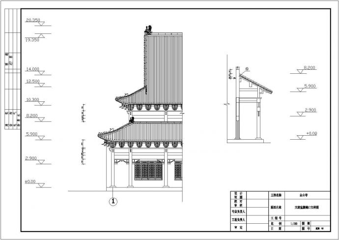 某中式古典观音宝殿建筑详细设计施工方案CAD图纸_图1